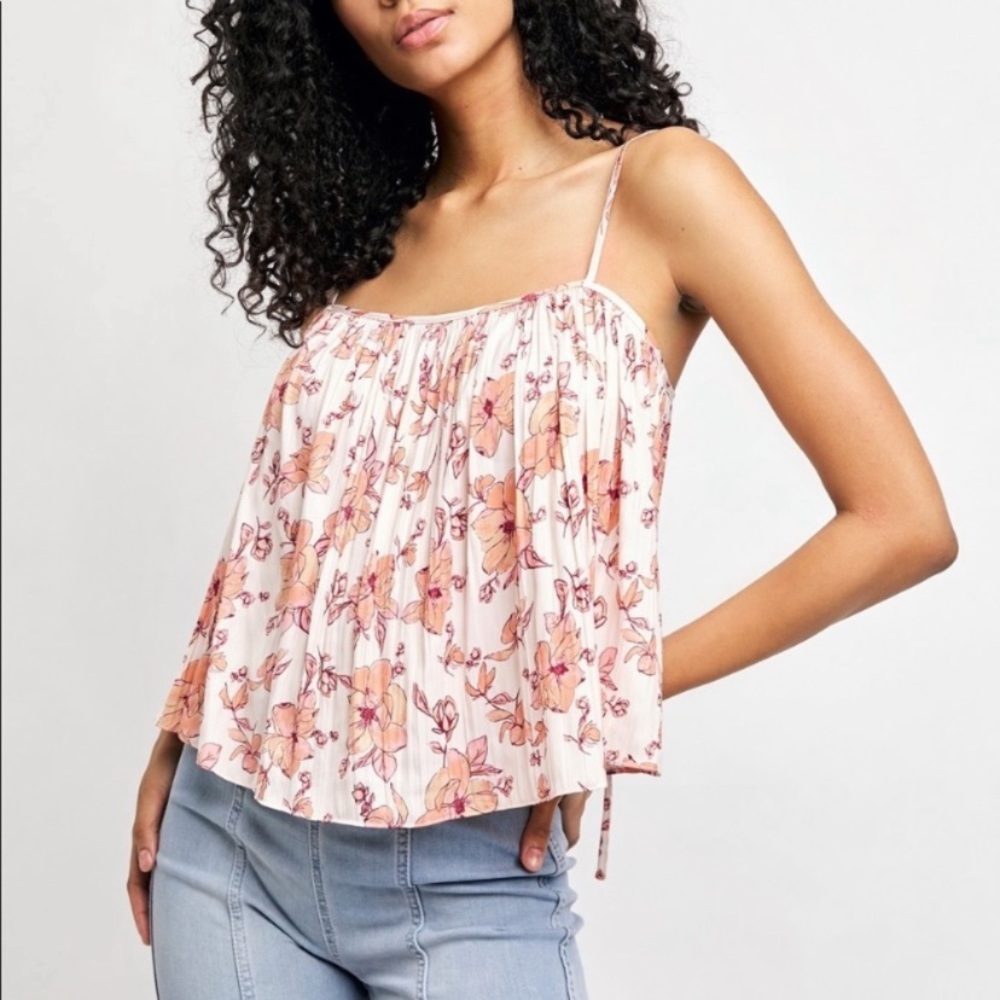 Free People Ivory Combo Hot Take Print Cami
